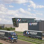 Widok z autostrady A8 na nowe centrum logistyczne grupy Seifert Logistics w Ulm